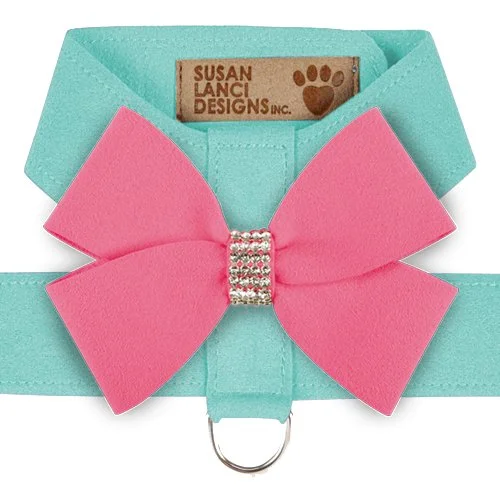 Susan Lanci Tinkie Harness in Tiffi Blue with Perfect Pink Nouveau Bow